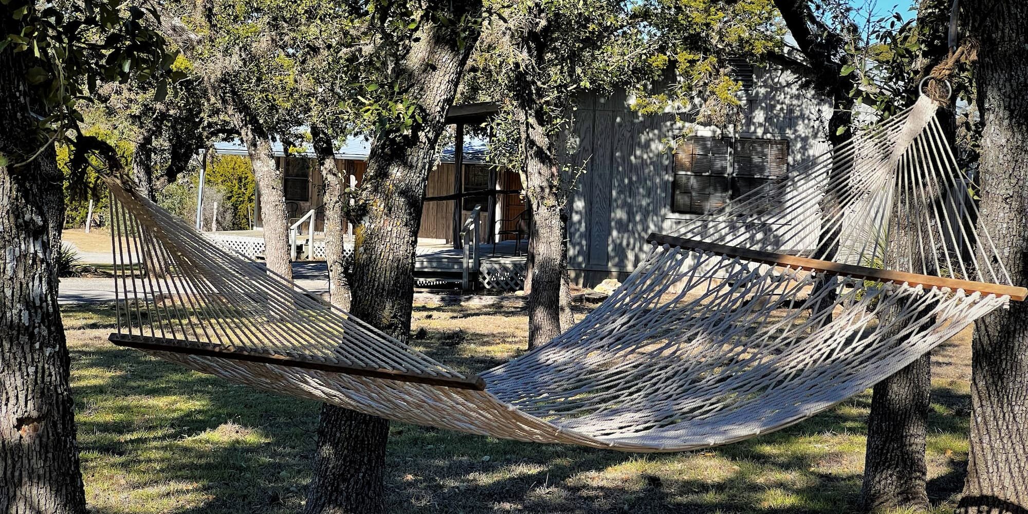 The secluded environment of the outdoor hammock near the guest ranch cabins